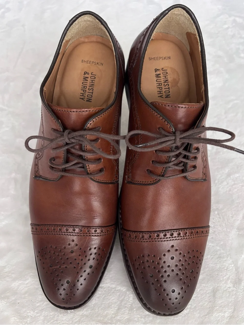 JOHNSTON & MURPHY Men's Halford Leather Cap Toe Lace Up Oxford Shoe--EUC--8.5